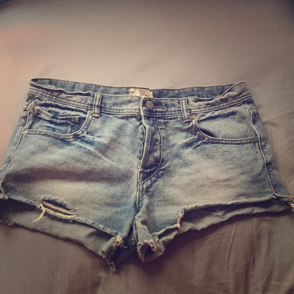 Free People high waisted cut off denim shorts